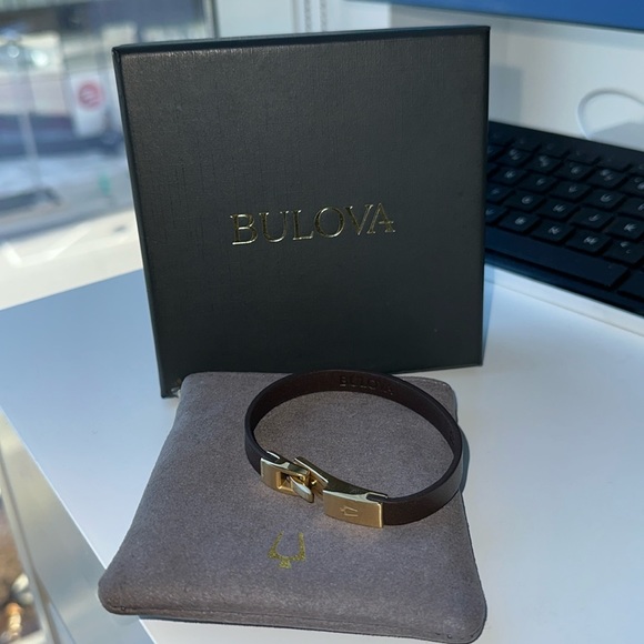 Bulova Other - Bulova leather bracelet. Brown with gold hardware.